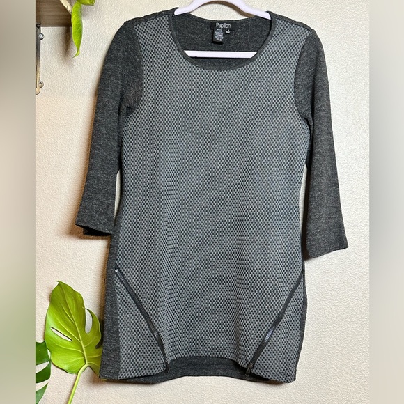 Grey Sweater dress with hip zippers Size S - Picture 1 of 3